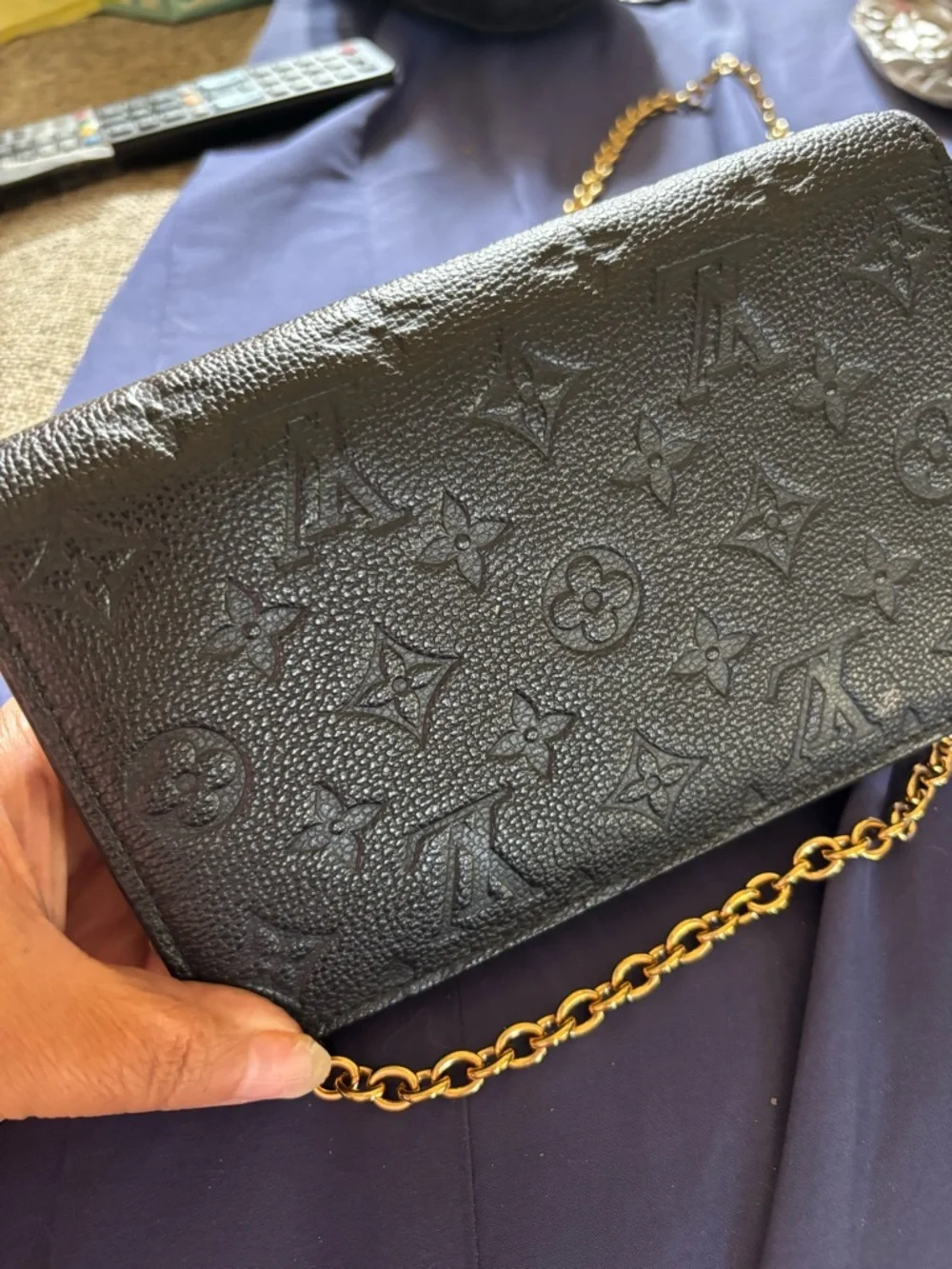 Louis Vuitton Black Monogram Leather Crossbody with Gold Hardware